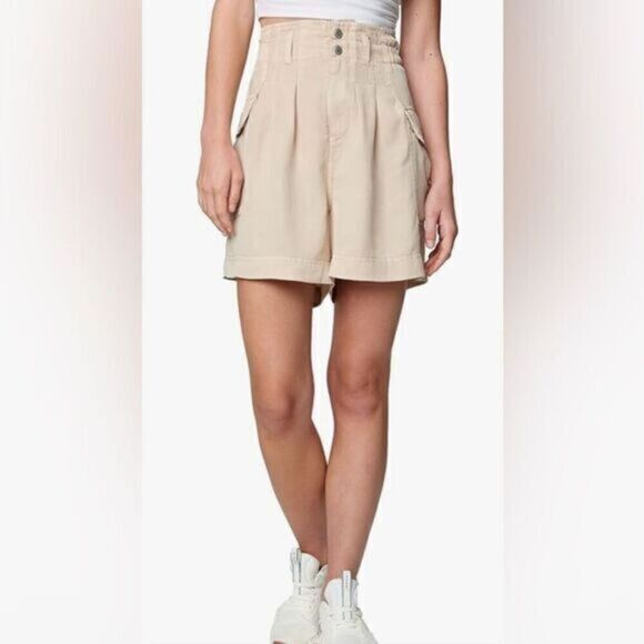 NWT Blank NYC Women’s High Rise Elastic Waist Cargo Short - Color Tan - Size XS - Picture 1 of 6